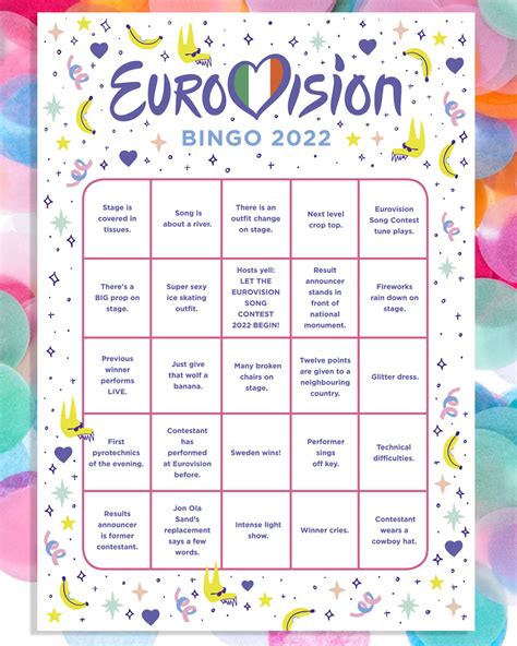 eurovision bingo 2022